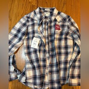 Ariat women’s  Navy and Cream Plaid Button Down Shirt - NWT - M